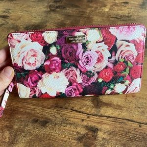 Kate Spade Floral Rose Lacey Zip Wallet